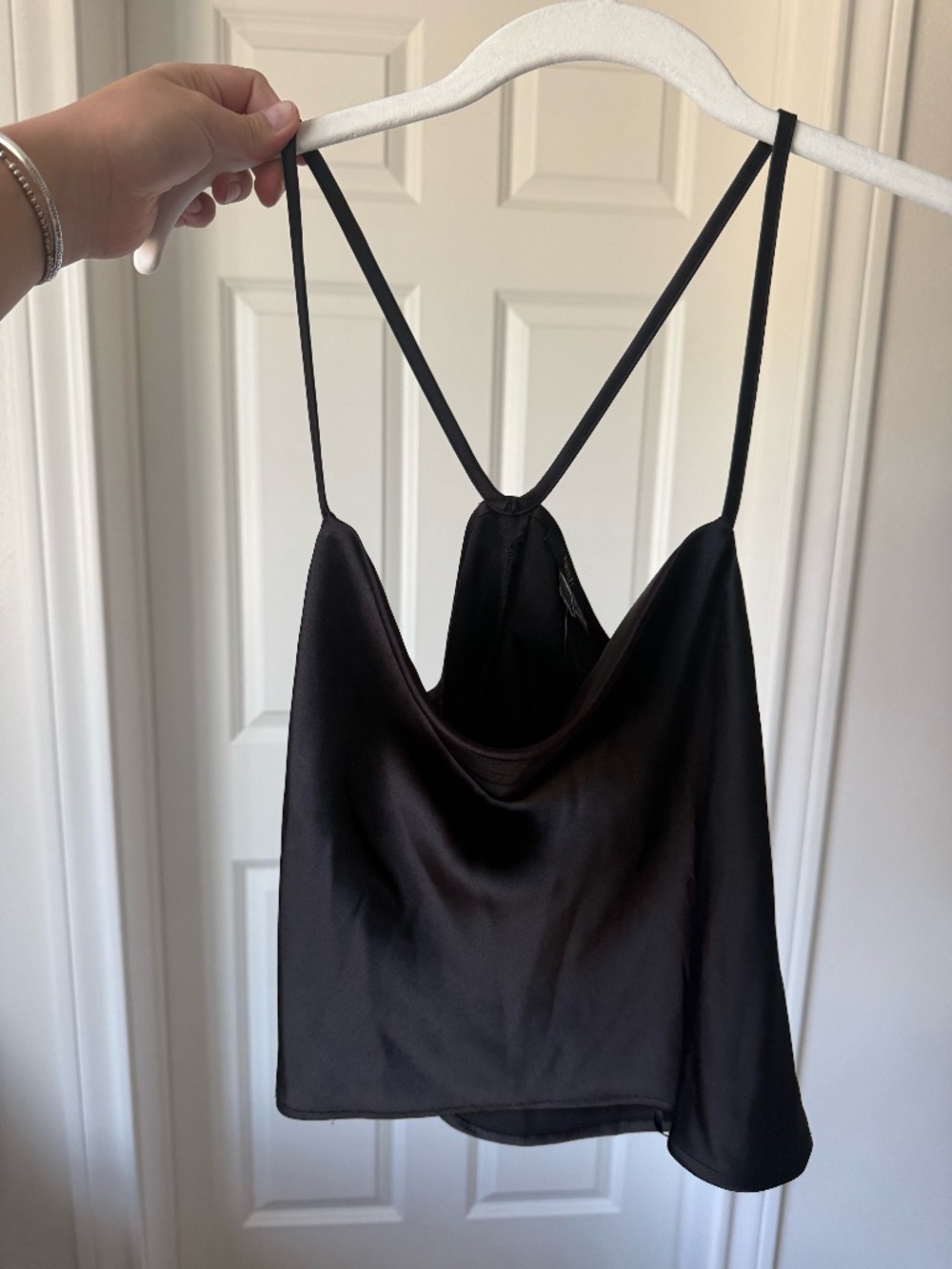 Forever 21 Black Satin Cowl Neck Cami Top NWT Size Small